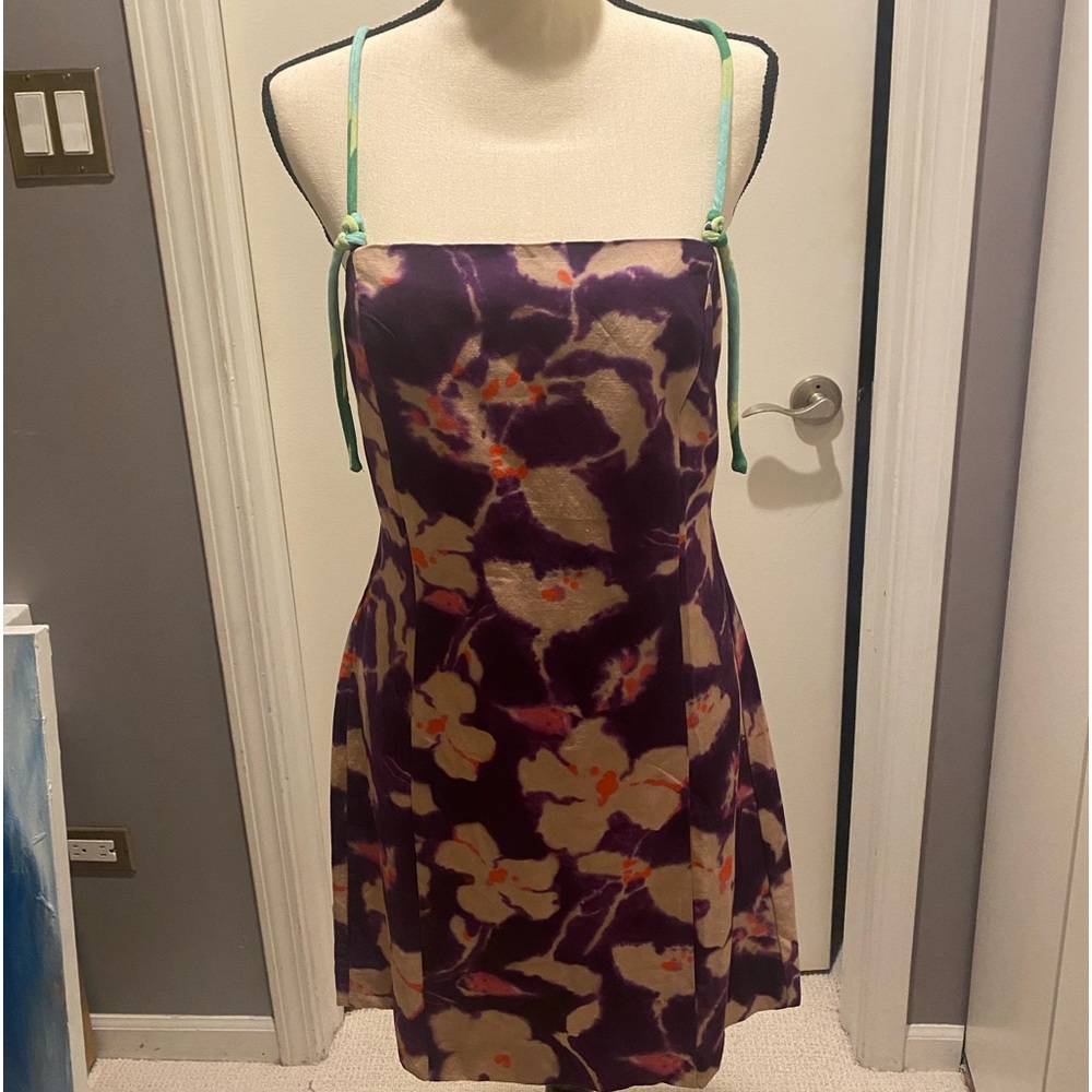 Zara purple flower linen dress